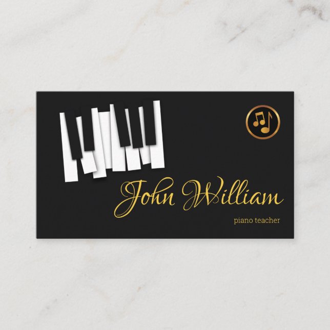 Carte De Visite Le piano de danse verrouille le pianiste grand (Devant)