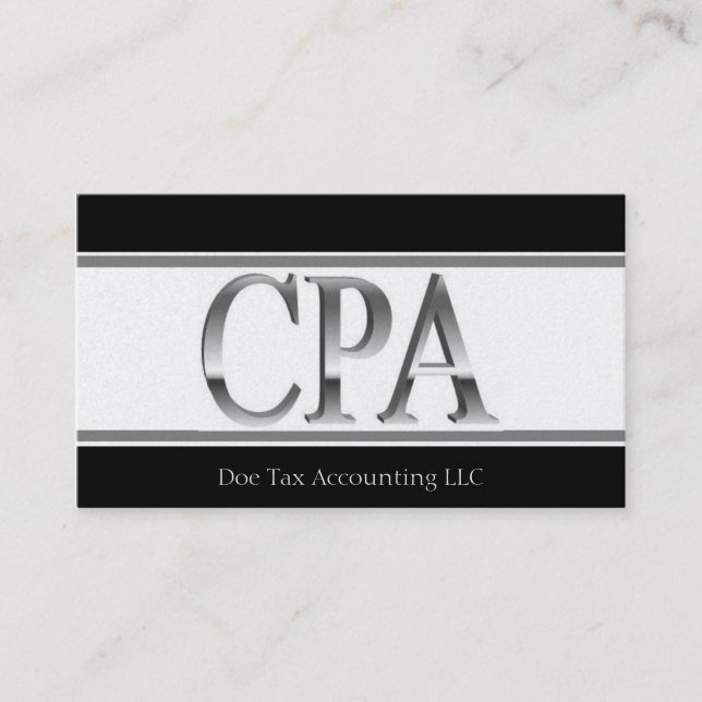Carte De Visite Le platine de comptable d'impôts barre 3D CPA (Devant)