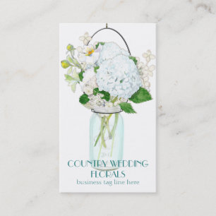 Carte De Visite Le pot de maçon rustique de pays fleurit les