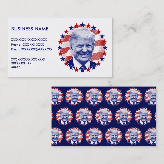 Carte De Visite Le président Donald Trump s'évertue (Devant / Derrière)
