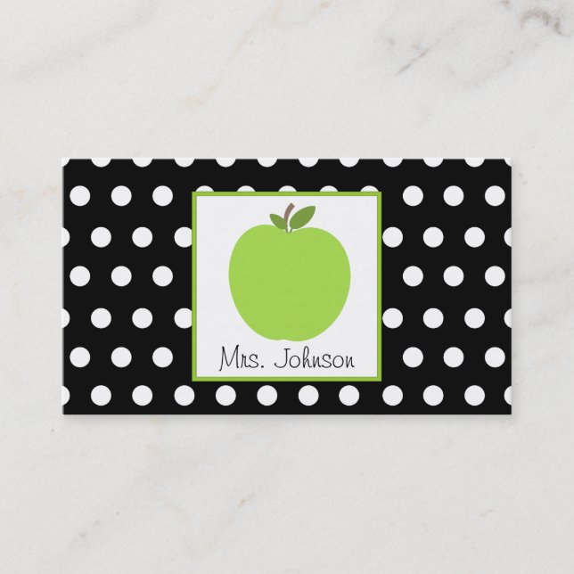 Carte De Visite Le professeur Apple vert noircissent avec le pois (Devant)