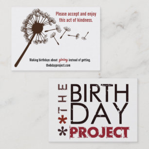Carte De Visite Le projet d'anniversaire Congé-Derrière des cart