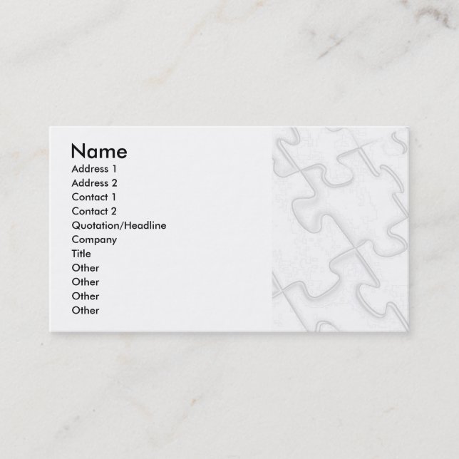 Carte De Visite Le puzzle rapièce l'art déco blanc (Devant)