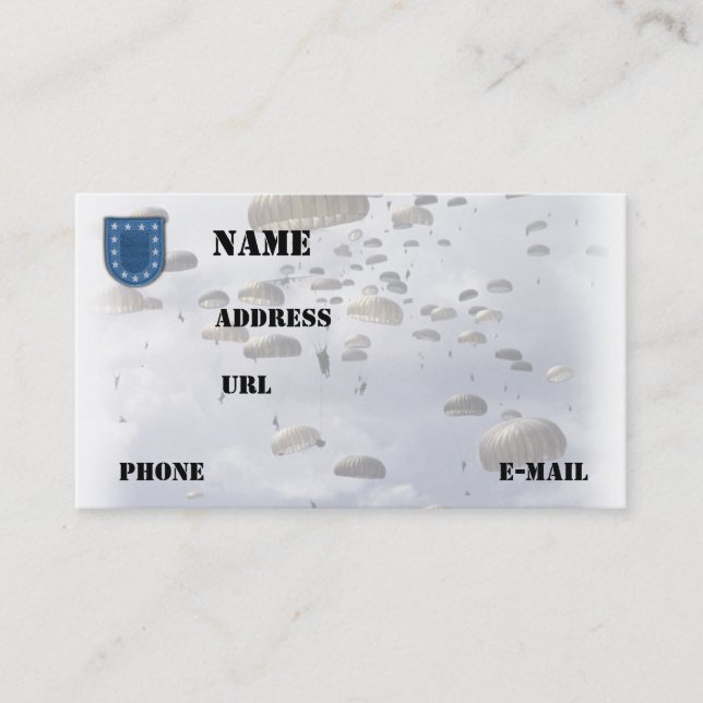 Carte De Visite le recruteur de vétérans d'unités de l'armée (Devant)