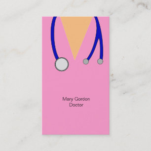 Carte De Visite Le rose drôle frotte et le médecin de stéthosco