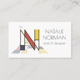 Carte De Visite Le style néoplasticisme art monogramme. Lettre N