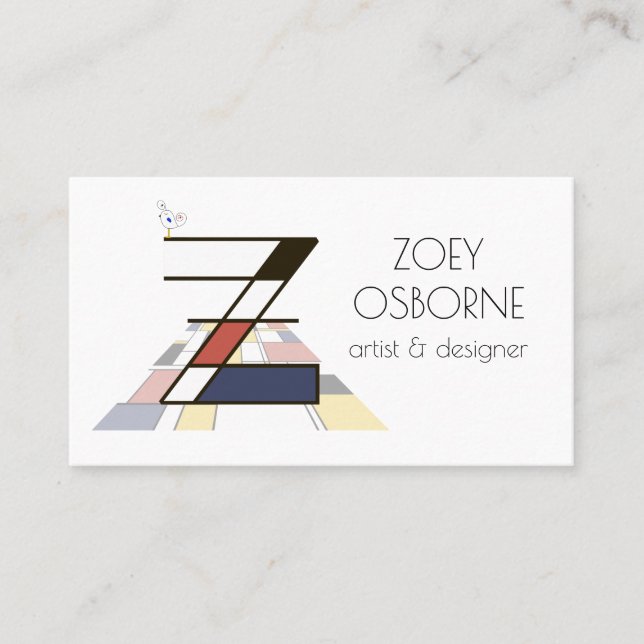 Carte De Visite Le style néoplasticisme art monogramme. Lettre Z (Devant)
