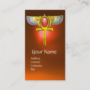 CARTE DE VISITE LE TALISMAN ROUGE, EGYPTIEN S'EST ENVOLÉ ANKH ET