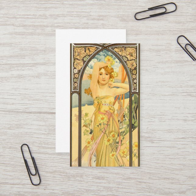 Carte De Visite Le temps du jour, Luminosité du jour par Mucha (Devant/Arrière en situation)