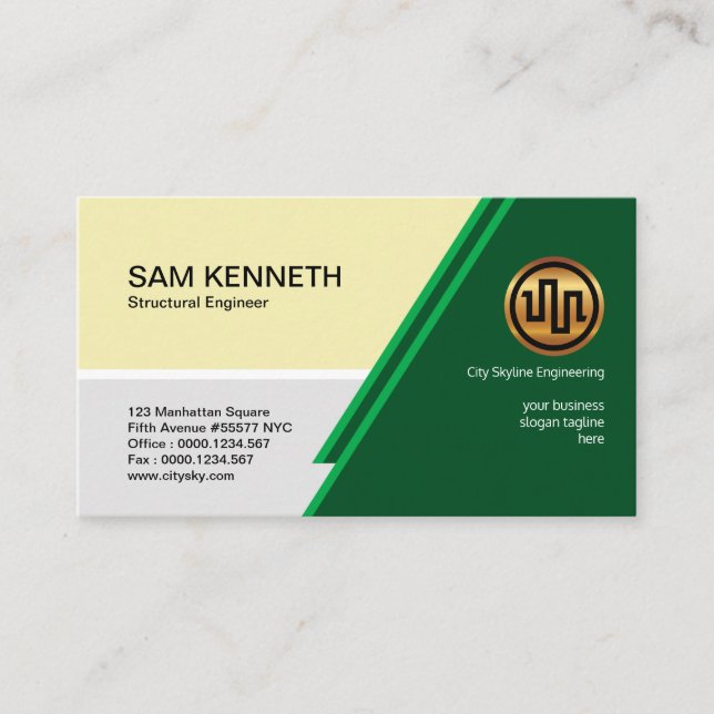 Carte De Visite Le trapèze vert créatif élégant glisse l'ingénieur (Devant)