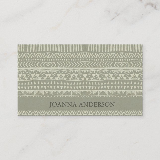 CARTE DE VISITE LE TRIBAL RUSTIQUE GRAY BOHÉMIEN MOTIF PERSONNALIS (Devant)
