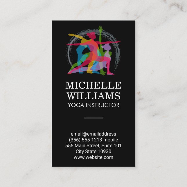 Carte De Visite Le Yoga Pose Des Illustrations Colorées (Devant)