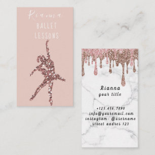 Carte De Visite Leçons Blush & Gold Ballet Enseignant Médias socia