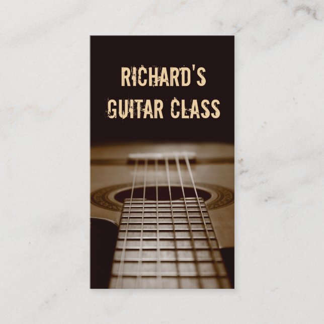 Carte De Visite Leçons de guitare - classique élégante photo de gu (Devant)