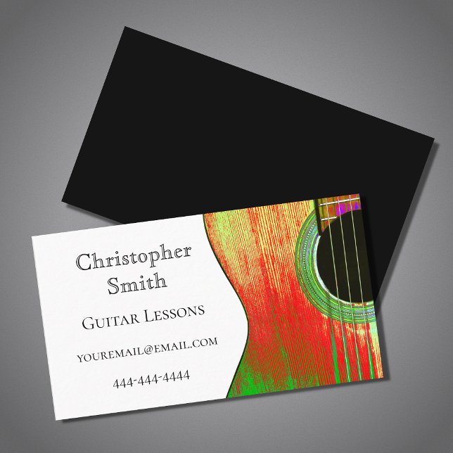Carte De Visite Leçons de musique guitare moderne rouge vert (Créateur téléchargé)