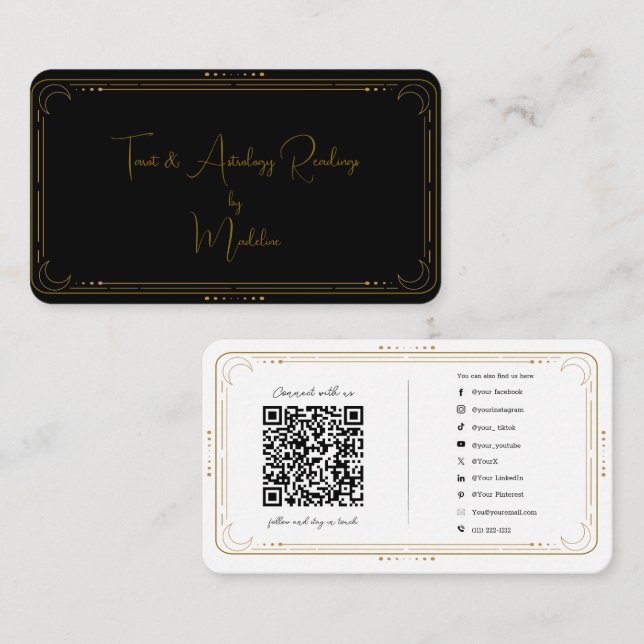 Carte De Visite Lecteur de tarot mystique Connexion aux médias soc (Devant / Derrière)