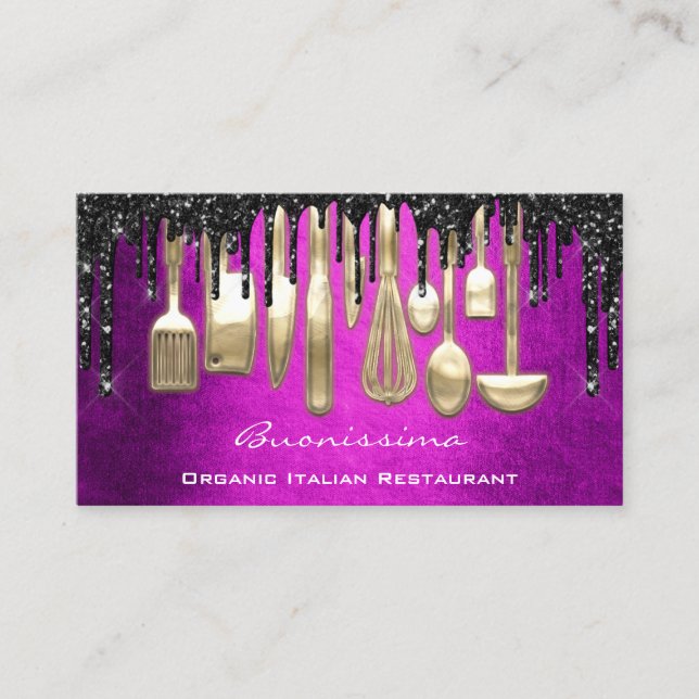 Carte De Visite Lecteurs de cuisine pour chef QRCode Logo Couteau  (Devant)