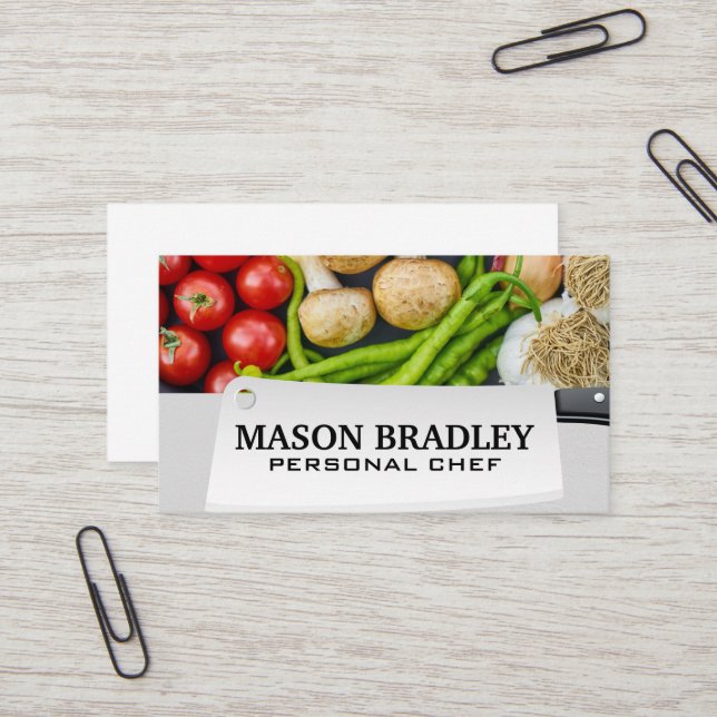 Carte De Visite Légumes | Couteau des bouchers (Devant/Arrière en situation)