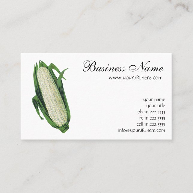 Carte De Visite Légumes vintages de la nourriture Maïs blanc sur l (Devant)
