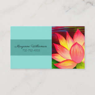 Carte De Visite L'élégante fleur de Lotus rose Turquoise personn
