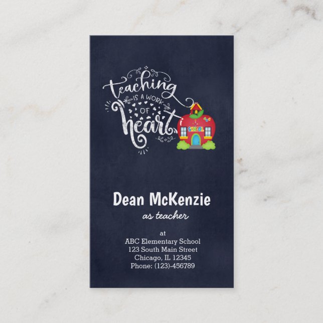 Carte De Visite L'enseignement est un travail de coeur (Devant)