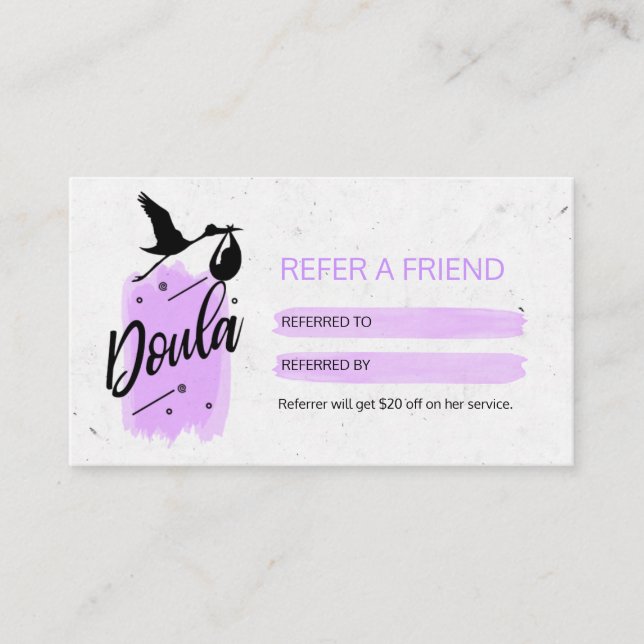 Carte De Visite L'entraîneur de naissance de Doula RENVOIE UN AMI (Devant)