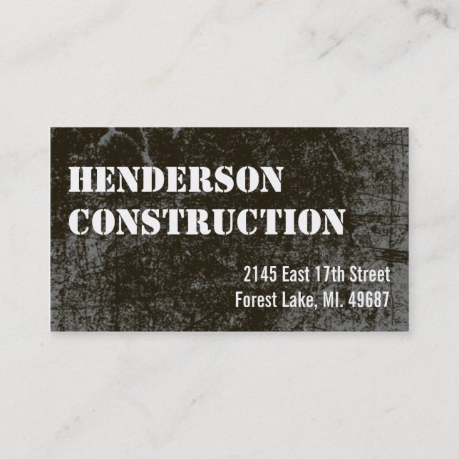 Carte De Visite L'entreprise de construction carde le béton foncé (Devant)