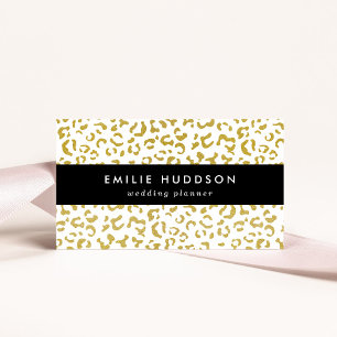 Carte De Visite Leopard d'or, Parties scintillant d'or, Empreinte 