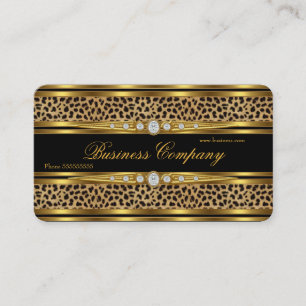 Carte De Visite Léopard doré élégant diamant faux noir
