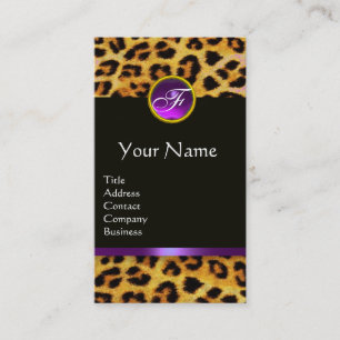 CARTE DE VISITE LEOPARD FOUR, PURPLE NOIR GEMSTONE MONOGRAM