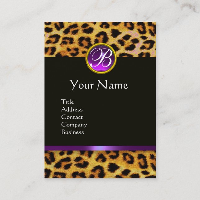 CARTE DE VISITE LEOPARD FOUR, PURPLE NOIR GEMSTONE MONOGRAM (Devant)