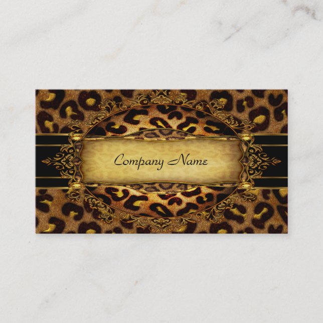 Carte De Visite Leopard Gold Black Boutique Card Élégante 2 (Devant)