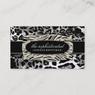 Carte De Visite Léopard sophistiqué de noir de la jungle 311