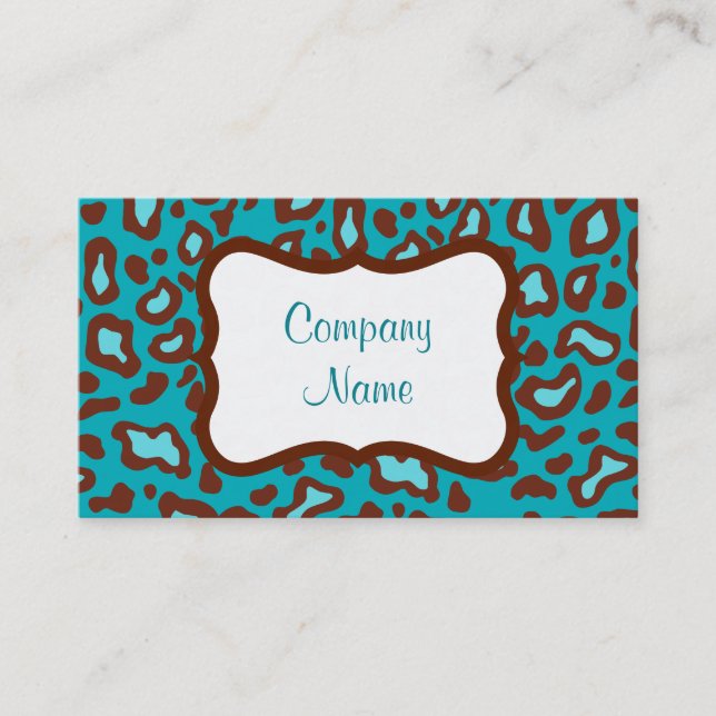 Carte de visite Leopard Turquoise (Devant)