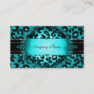 Carte De Visite Leopard Turquoise Blue Black Boutique Card Élégant