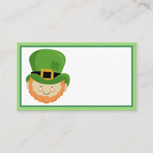 Carte De Visite Leprechaun irlandais avec quatre casquettes de trè