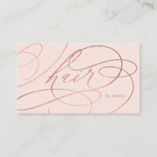 Carte De Visite Les cheveux en feuille d'or chic rose fleurissent 