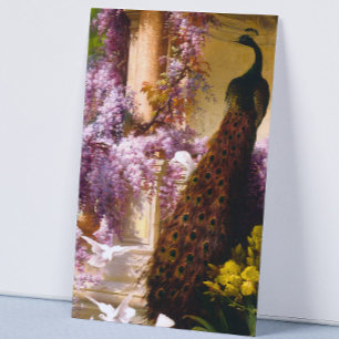 Carte De Visite Les colombes et les paons dans un jardin