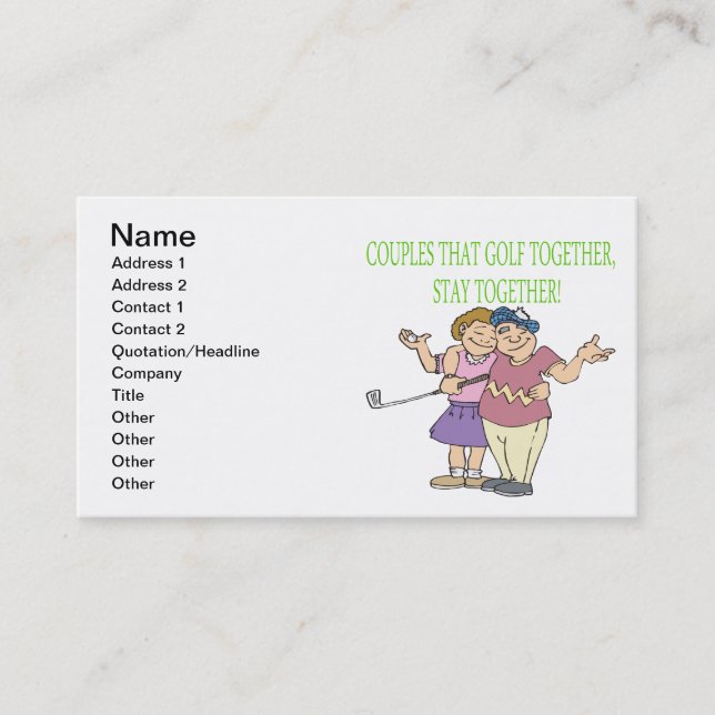 Carte De Visite Les couples qui jouent au golf ensemble restent (Devant)