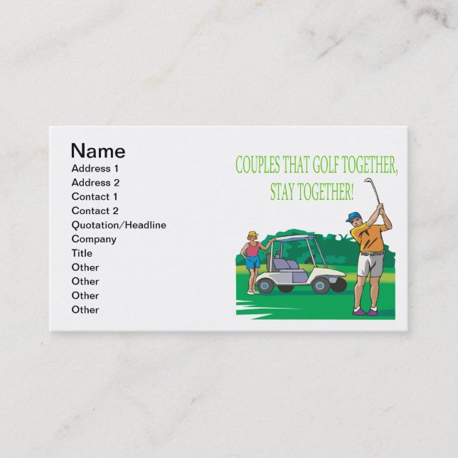 Carte De Visite Les couples qui jouent au golf ensemble restent (Devant)