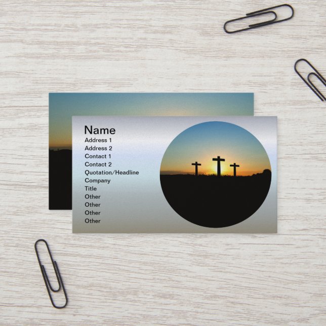 Carte De Visite Les croix de crucifixion au coucher du soleil (Devant/Arrière en situation)