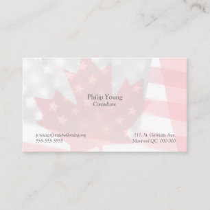 Carte De Visite Les drapeaux canadiens et américains transparents