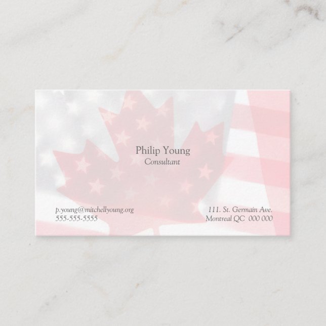 Carte De Visite Les drapeaux canadiens et américains transparents  (Devant)