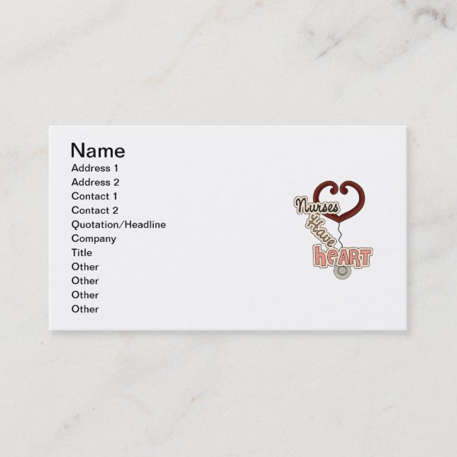 Carte De Visite Les infirmières de stéthoscope ont le T-shirts et (Devant)