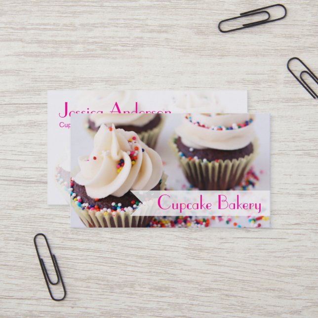Carte De Visite Les petits gâteaux de chocolat arrose le givrage (Devant/Arrière en situation)