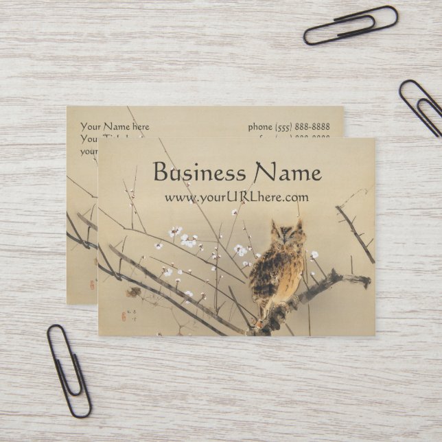 Carte De Visite Les premières fleurs de prune par Nishimura Goun,  (Devant/Arrière en situation)