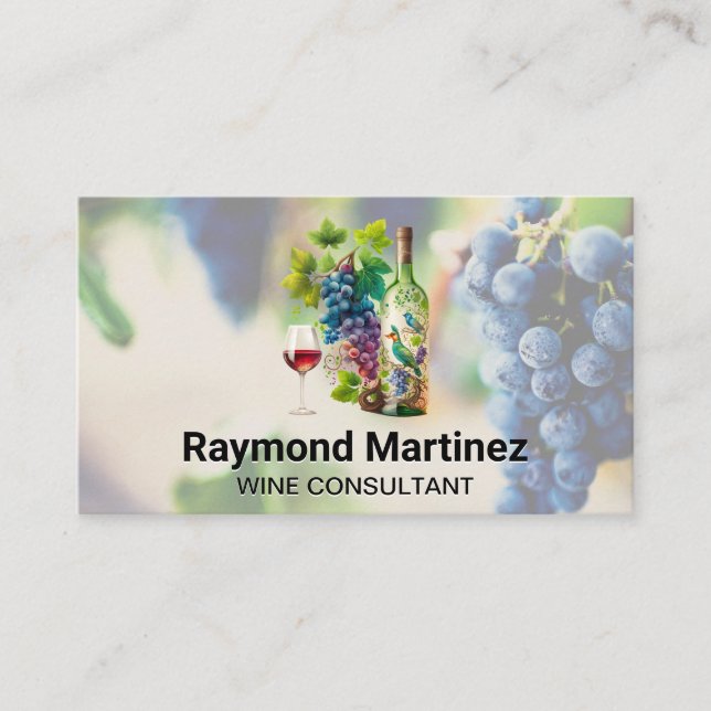 Carte De Visite Les raisins sur la vigne | Vignoble bouteille en v (Devant)