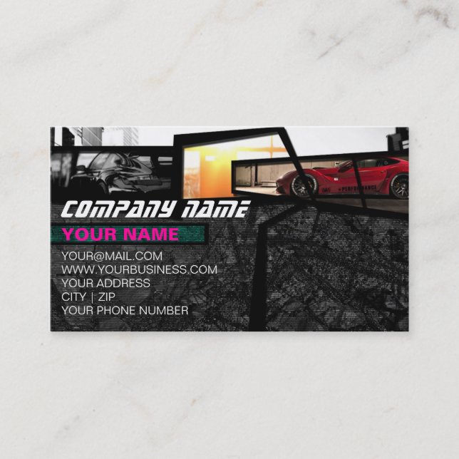 Carte De Visite Les Supercars réduisent en fragments à (Devant)