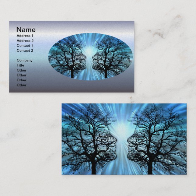 Carte De Visite Les visages dans les arbres ressemblent à des nerf (Devant / Derrière)