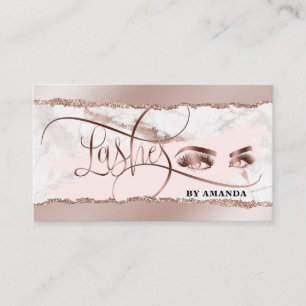 Carte De Visite Les yeux de maquillage clignotent le Rose en marbr